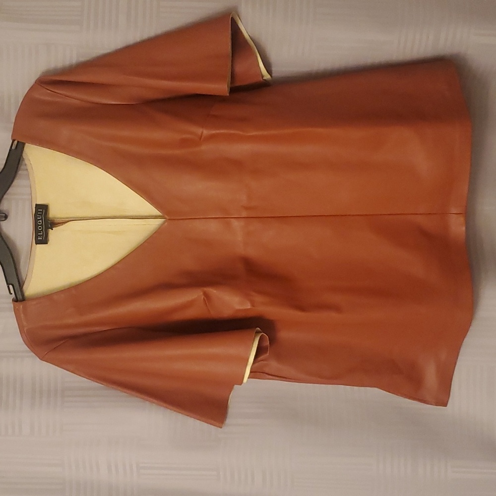 Cognac Faux Leather Top with Belt